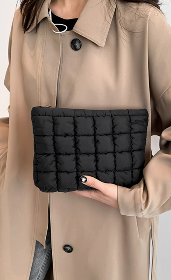 Hot Pink or Black Accessory puffer bag