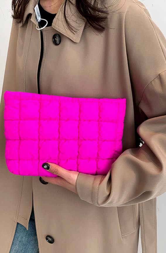 Hot Pink or Black Accessory puffer bag