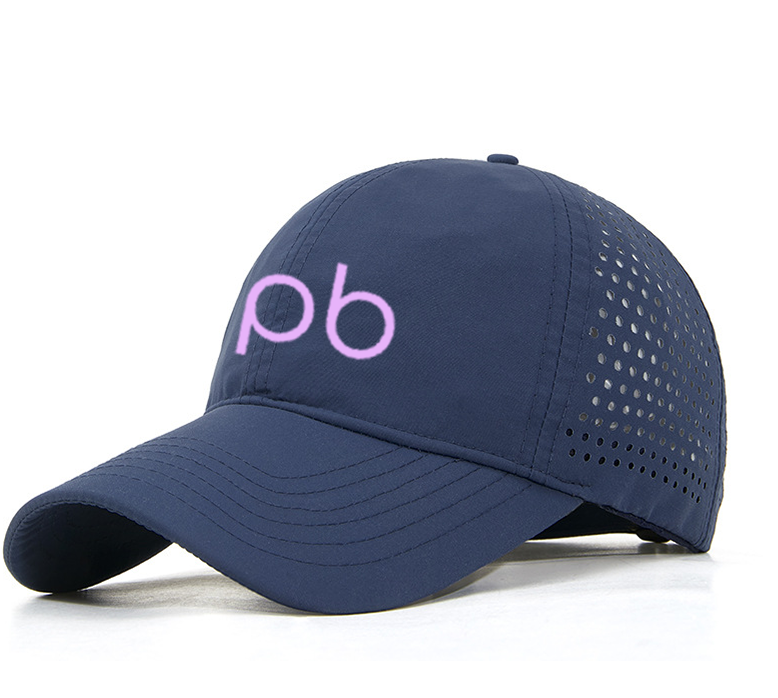 Navy hat with pink pb logo