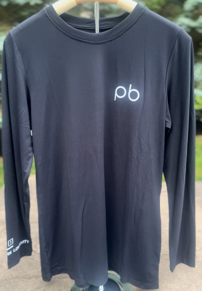 Women's "pb " Logo Long Sleeve UV50 Athletic shirt Black color