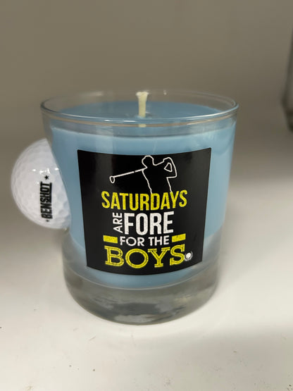 Golf ball Rocks Glass Candle 16 oz