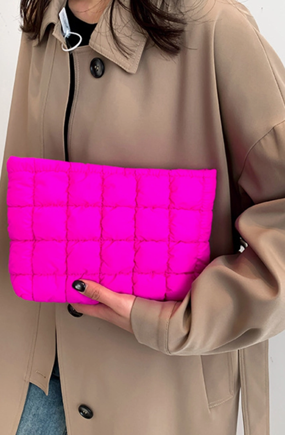 Hot Pink or Black  Accessory puffer bag