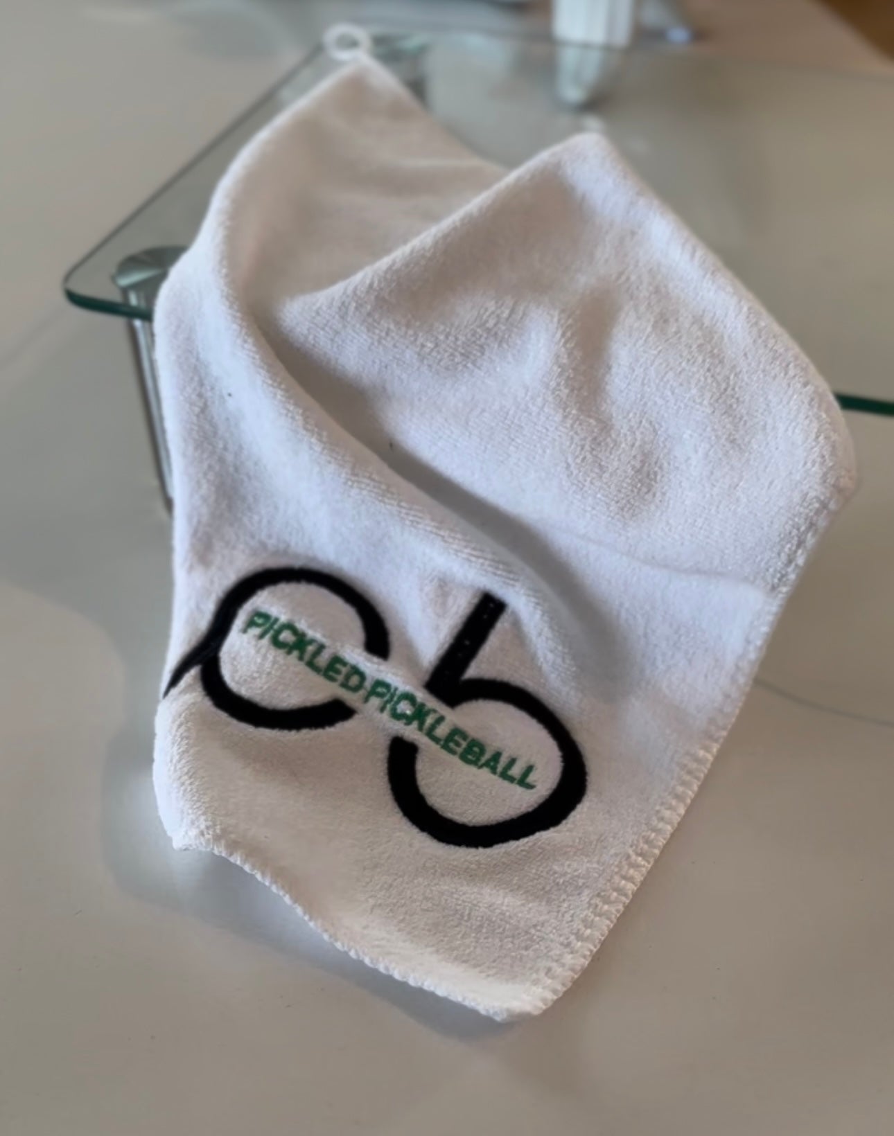 White Athletic pb logo towel