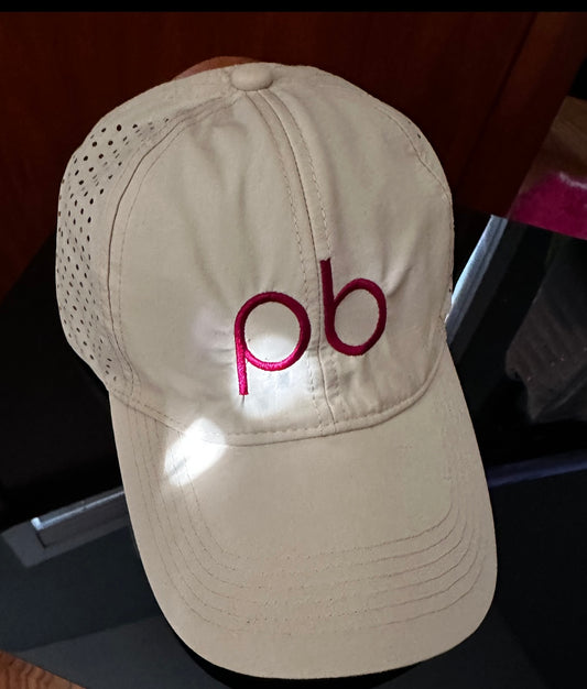 Khaki hat with Red wine pb logo