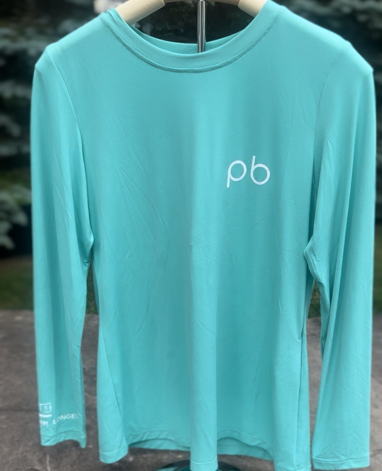 Women's "pb " Logo Long Sleeve UV50 Athletic shirt Leafy Green color