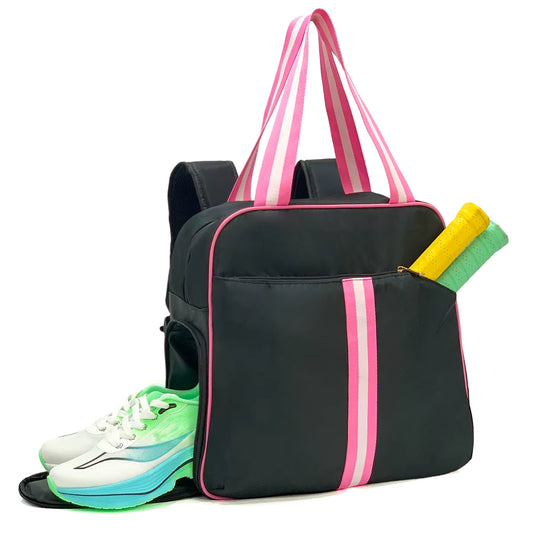 New Universal Pickleball Bag Black with Pink stripe