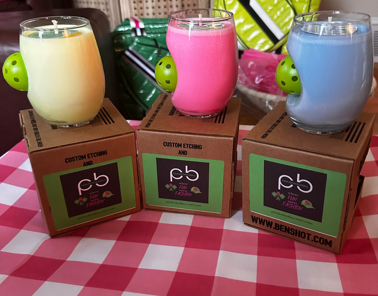 Pickleball Rocks Glass & Stemless Wine Glass Candle 16 oz