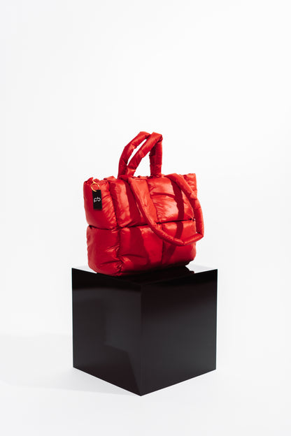 Red Glossy Puffer Tote