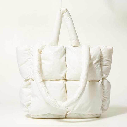 white puffy tote