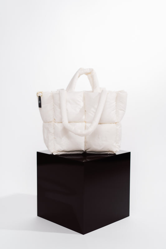 White Glossy Puffer Tote