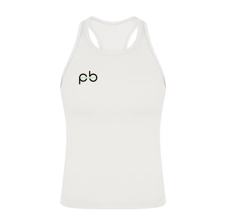 Women's "pb" logo Racer back Cream tank