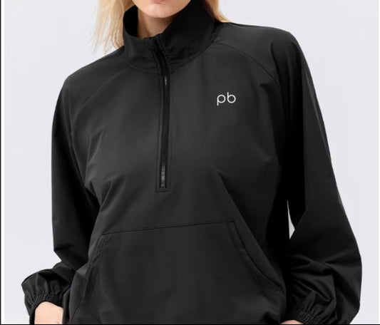 Women's 1/4 zip light weight pull over black
